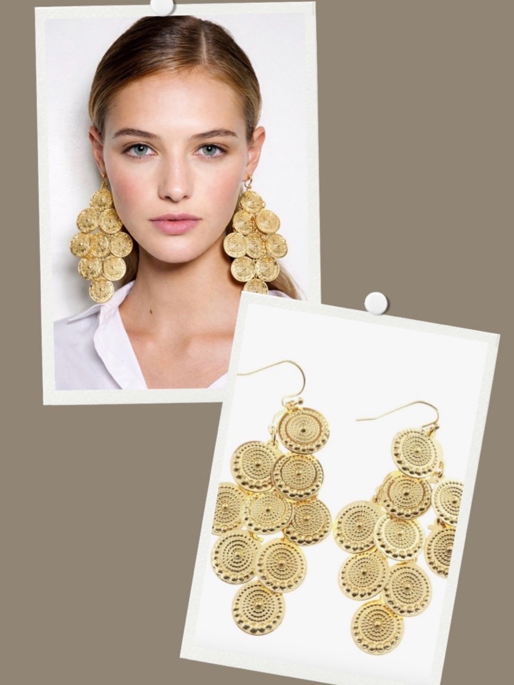 Gold Tiered Geo Dangle Earrings - Unbranded